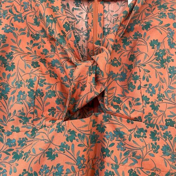 NWT Madewell Orange Floral Sleeveless Stephanie Midi Cotton Dress Size 4 - Picture 9 of 12